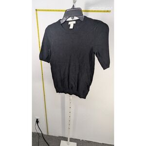 HM Basics Black Short Sleeve Sweater Crew Neck Knit Top Womens XS